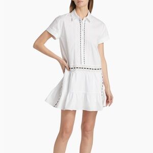Tanya Taylor White Mini Dress with Black Accents